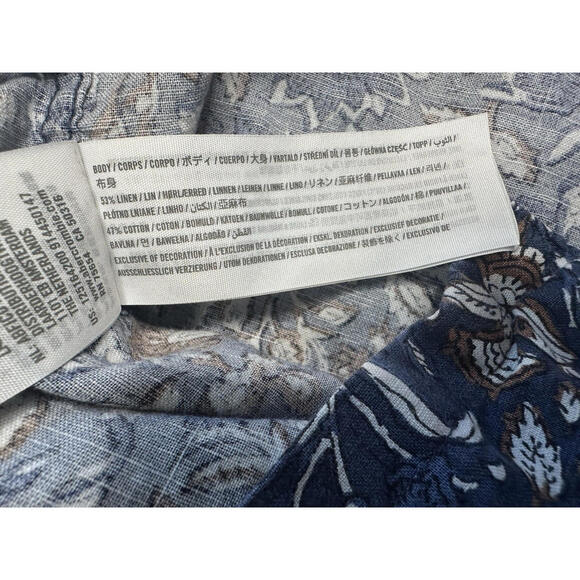 Abercrombie & Fitch Floral Button Up Linen Shirt Mens Size M Navy Blue Resort - Picture 5 of 6